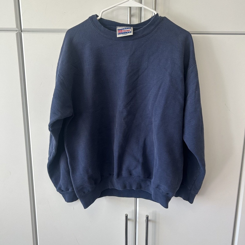 Vintage Hanes Ultimate Cotton Sweatshirt Navy Blue Levis Graphic Crewneck B706